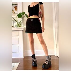 Juicy Couture Y2K Quilted Black Skirt with Red and Yellow Accents